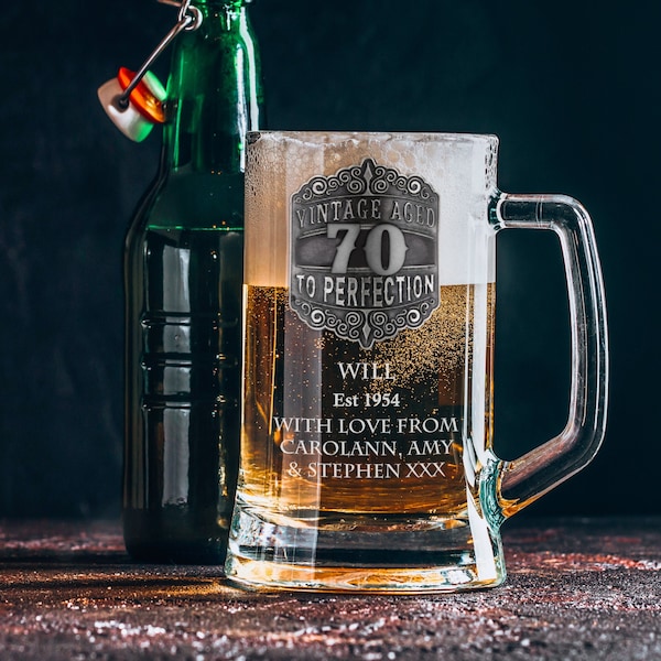 Personalised 70th Pint Glass Gifts 60+ Gift Ideas for 2024