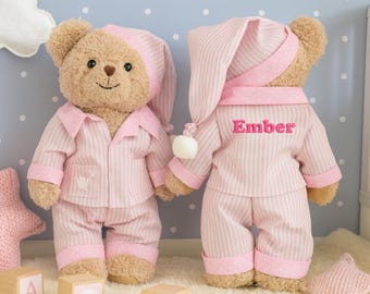 Personalised Pink Teddy Bear – Embroidered Teddies with Name, Baby Girl Gift, Baby Shower Present, Christening Keepsake, Custom Soft Toy