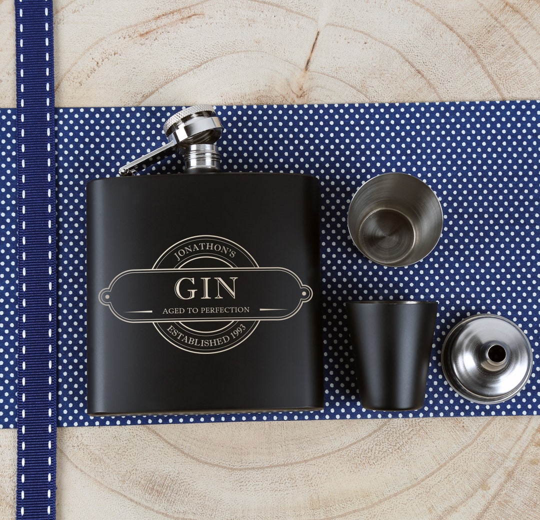 Personalised Gin Hip Flask Gift With Funnel Set Personalized Etsy