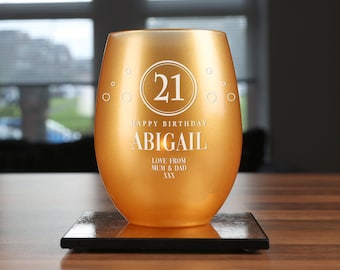 Engraved 21st Birthday Boy or Girl Tea Light Candle Holder Personalised Gift Idea Personalized for Him & Her with 8hr burn Tealight included