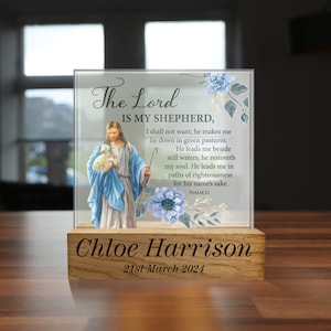 Cadeau de confirmation pour fille, plaque en verre personnalisée Le Seigneur est mon berger, cadeau de confirmation idée souvenir pour une fille