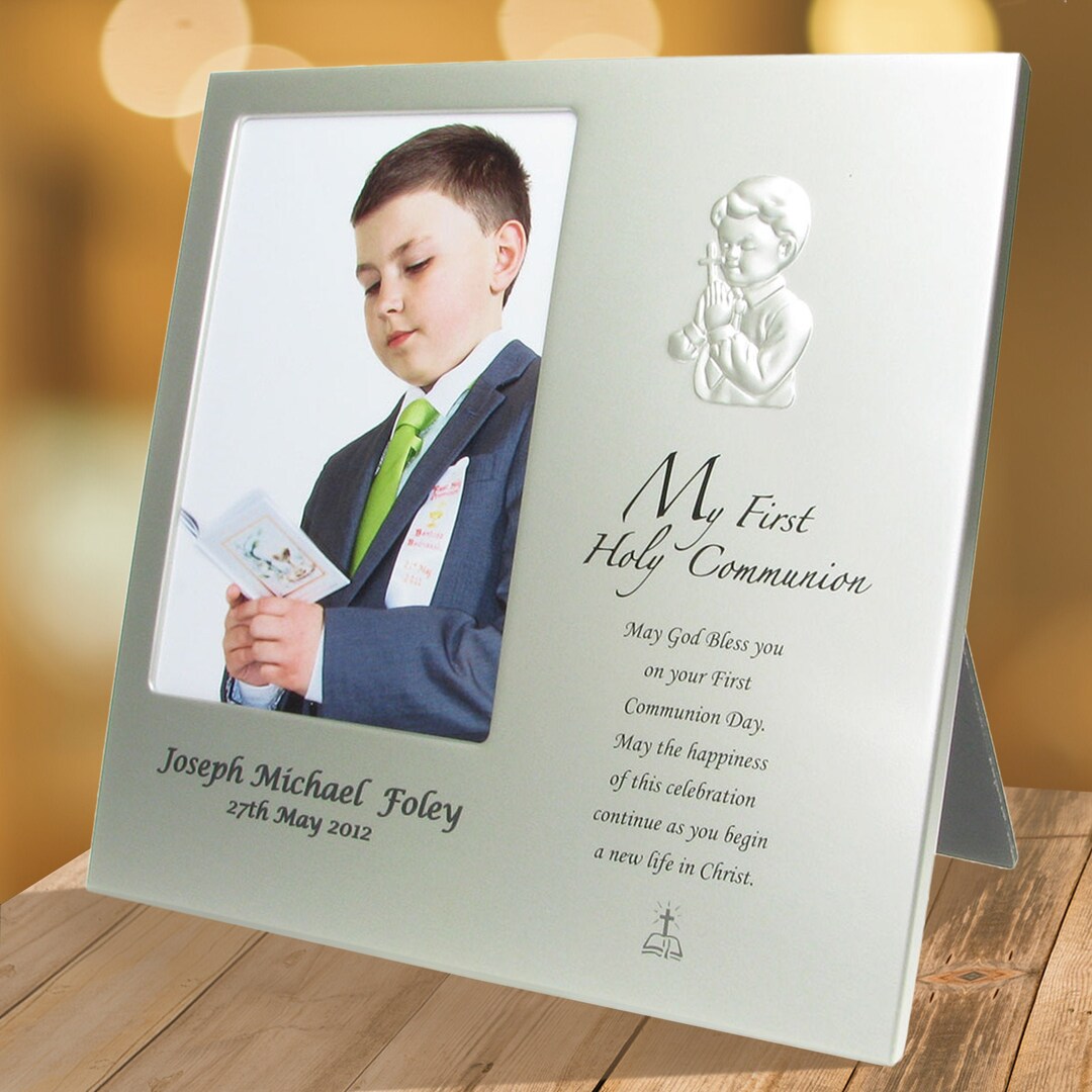 Boy's Personalised Holy Communion Photo Frame, Personalized Engraved ...