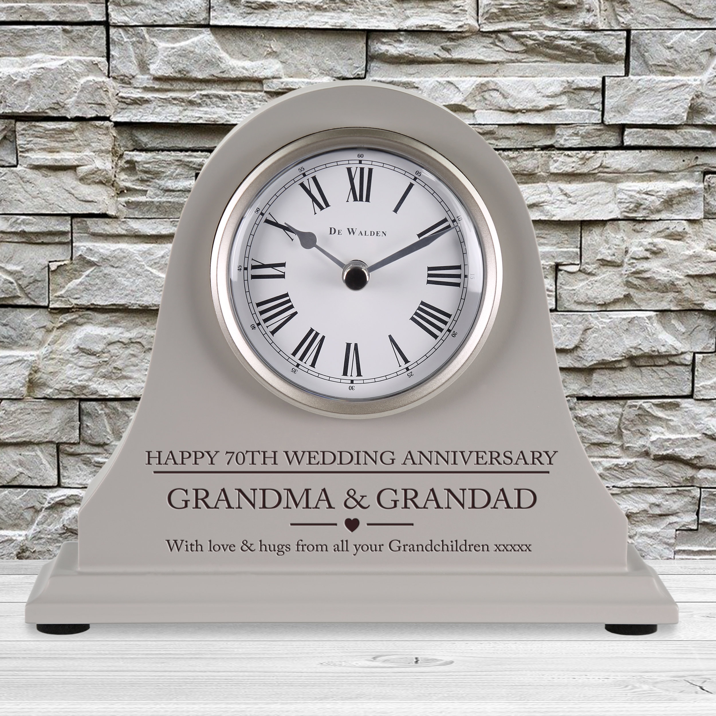 70th Wedding Anniversary Couple Gift Personalised Engraved Grey Mantel 70th Wedding Anniversary Couple Gift Personalised Engraved Grey Mantel