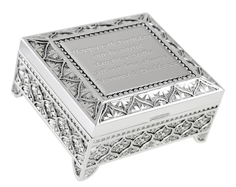 Girls 15th Birthday Gift Silver Plated Trinket Box Personalised Engraved Fifteen Birthday Idea for a Girl Unique Girls Jewellery Box Gift