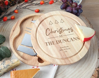 Family Christmas Gift for Him & Her Personalised Cheeseboard Set Quality Cheese Board Personalized Engraved Xmas Couple Home Gifts Ideas