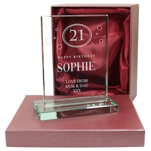 Personalised 21st Birthday Gift For a Boy or Girl, Loving Glass Keepsake Gift, Twenty First Gifts Ideas For Him and Her 21 Years Old Present