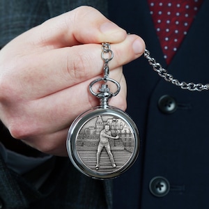 Men&#39;s Golf Gift, Pewter Feature Golfer Pocket Watch with Gift Box and Chain, Birthday Anniversary Christmas Father&#39;s Day Golfing Gift