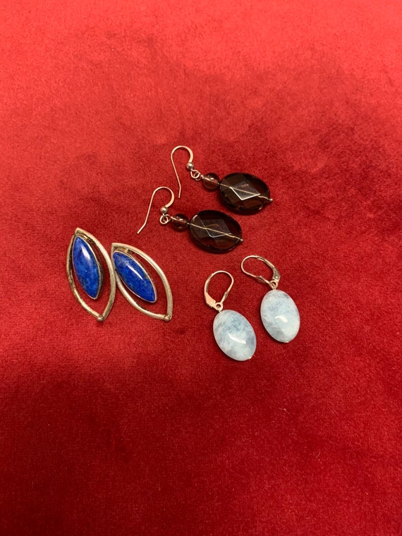Trio of vintage earrings featuring Smoky quartz La