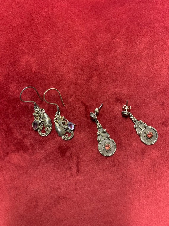 Two pairs of vintage sterling silver earrings Gar… - image 5