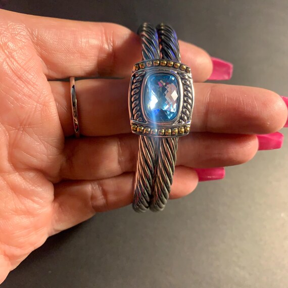 Statement cuff bracelet with silver and gold tone… - image 5