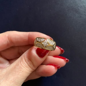 Estate Sterling Silver and Gold Vermeil wine band with a tiny diamond accents