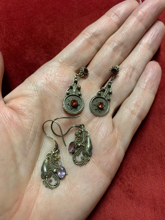Two pairs of vintage sterling silver earrings Gar… - image 6