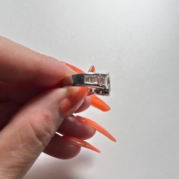 Vintage Oval CZ Sterling Silver Statement Ring, S… - image 6