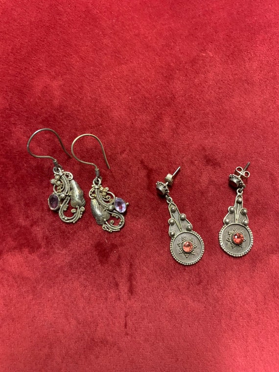 Two pairs of vintage sterling silver earrings Gar… - image 2