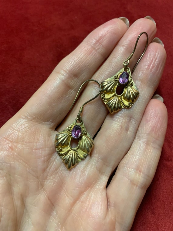 Pretty amethyst and gold Vermeil pierced earrings
