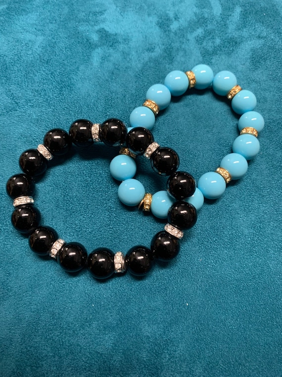 Two never worn statement stretch bracelets featur… - image 6