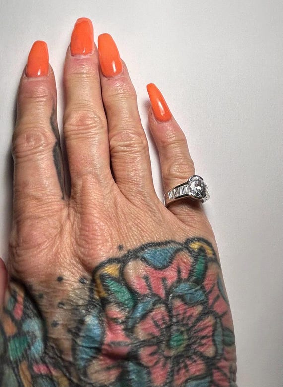 Vintage Oval CZ Sterling Silver Statement Ring, S… - image 2