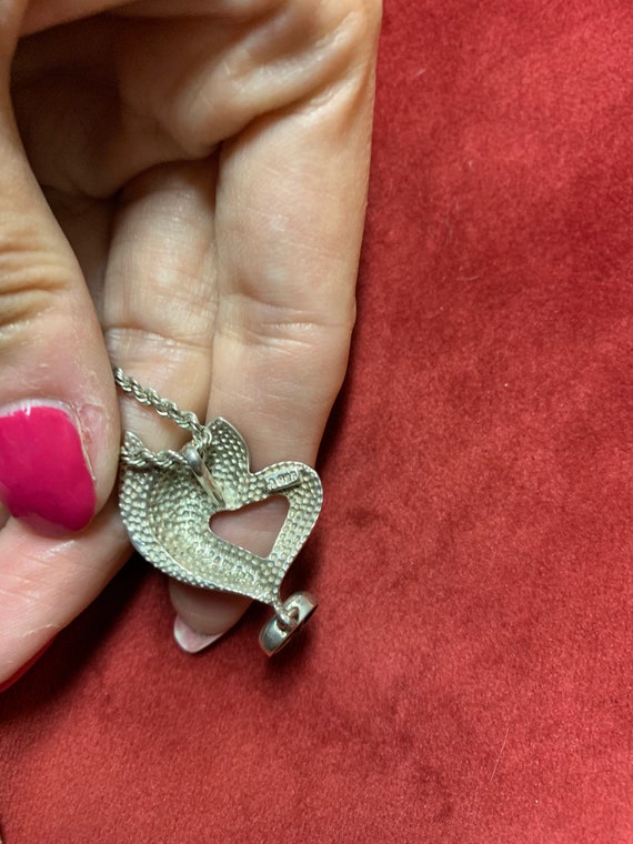 Gorgeous vintage heart pendant with marcasite and… - image 3