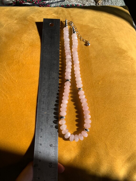 Rose quartz and sterling silver stone beaded neck… - image 6