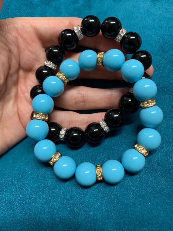 Two never worn statement stretch bracelets featur… - image 3