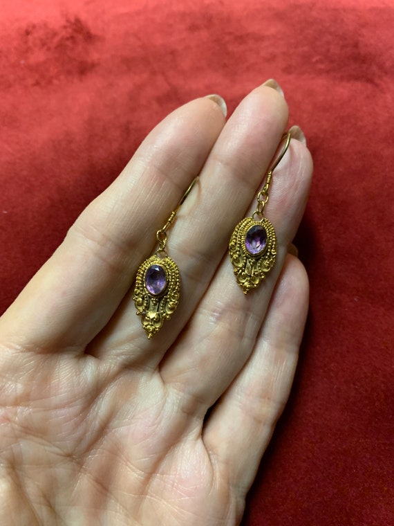 Pretty amethyst pierced earrings in sterling silve