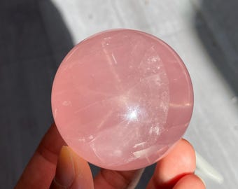 5.6cm Star Rose Quartz Sphere | Natural Pink Crystal Ball | Healing Crystal | Home Decor & Gift
