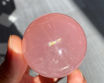 5cm Star Rose Quartz Sphere | Natural Pink Crystal Ball | Healing Crystal | Home Decor & Gift