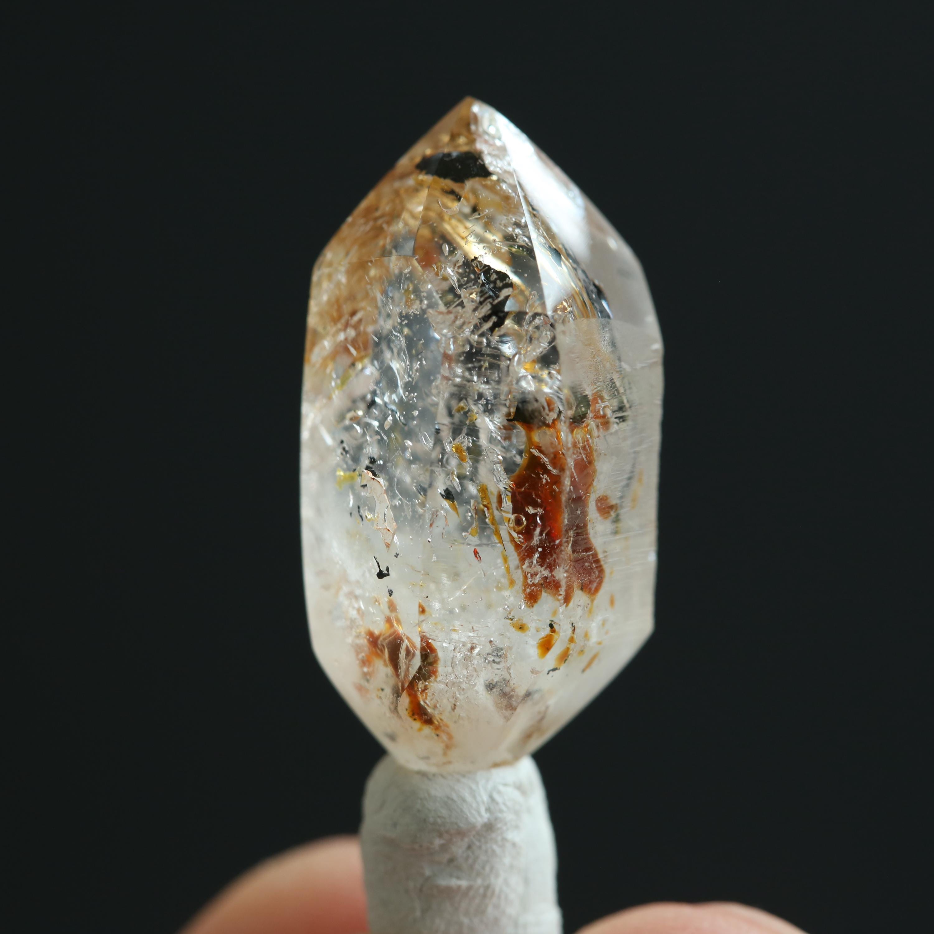 Enhydro petroleum quartz point, 1 moving bubble,Polished petroleum quartz, Natural UV reactive petroleum quartz, DIY Crystal gift，#380