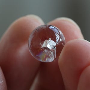 12.3mm Unique crystal sphere, A crystal cube grows inside, Rainbow crystal sphere,Crystal gift,Home decor, #542