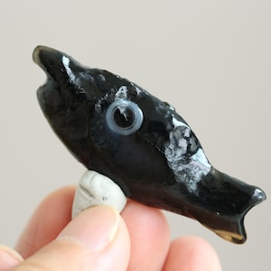 Natural gobi agate Shark Carving, Eye&#39;s agate stone, Colourful agate, Crystal carving, Gobi desert agate,Agate carving, #427