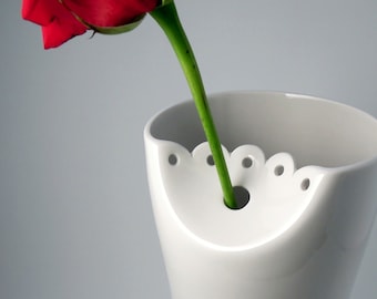 Lace vase, Porcelain vase handmade modern, Porcelain vase large, Porcelain vase white, Large plant vase, Contemporary vase, Wedding gift