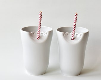 Porcelain Cup Handmade, Porcelain straw cup, Porcelain Cup Lace, Ceramic cup no handle, Ceramic Cup Handmade, White cup, Party cup