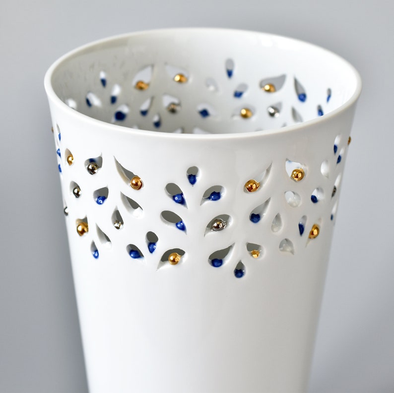 Porcelain vase handmade, White porcelain vase, vase large, design vase, hand carved vase, vase for flowers, contemporary ceramic vase, gift image 2