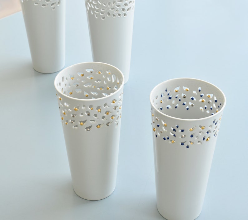 Porcelain vase handmade, White porcelain vase, vase large, design vase, hand carved vase, vase for flowers, contemporary ceramic vase, gift image 6