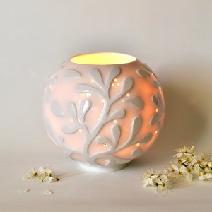 Porcelain candle holder, porcelain candlestick holder, handmade porcelain, candle holder, flower porcelain, translucent porcelain, Sunrise