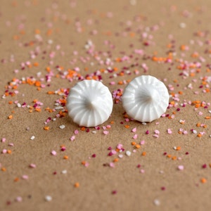 Porcelain Earrings, Food Earrings, earrings studs, earrings for women, food jewelry, earrings studs stainless steel, white earrings,Meringue