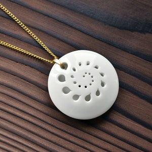 Spiral necklace gold porcelain pendant necklace Circle pendant Hand-cut porcelain pendant Wedding necklace ceramic gold necklace image 2