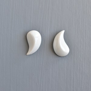 Porcelain earrings leaf, Porcelain earrings, Ceramic teardrop earrings, White earrings stud, ceramic earrings stud, minimalist jewellery image 3