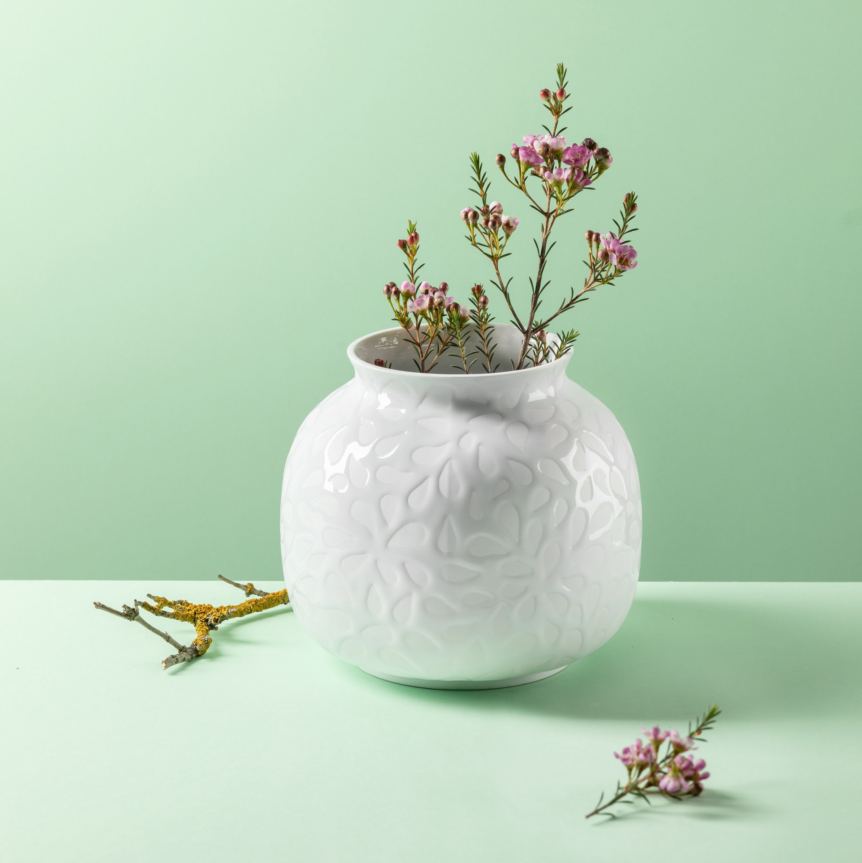 Bulbous Vase, White Porcelain Vase Handmade, Vase For Flowers, Wedding Vases, Round Porcelain Handmade Porcelain, Housewarming
