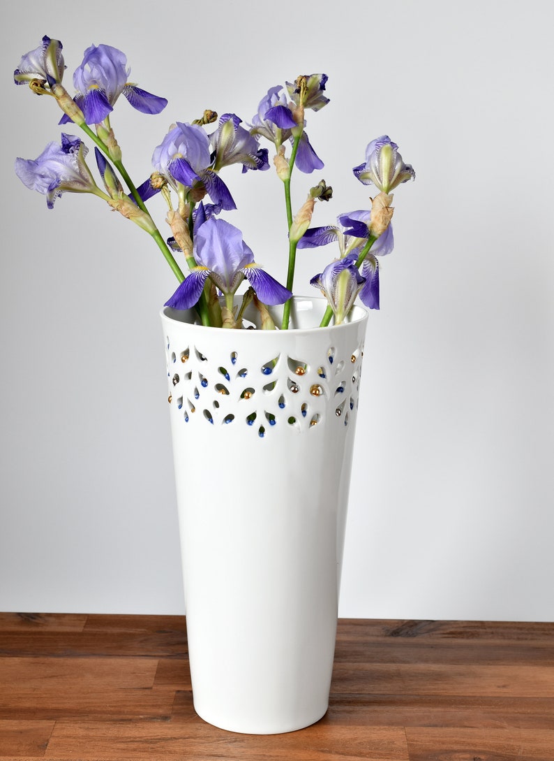 Porcelain vase handmade, White porcelain vase, vase large, design vase, hand carved vase, vase for flowers, contemporary ceramic vase, gift image 5