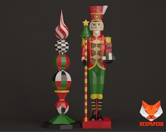 Cascanueces Papercraft , PDF Template, DIY 3d Model, FanArt, Paper Sculpture, Low Poly, Pepakura, Navidad, Craft, Manualidad, Arte de Papel