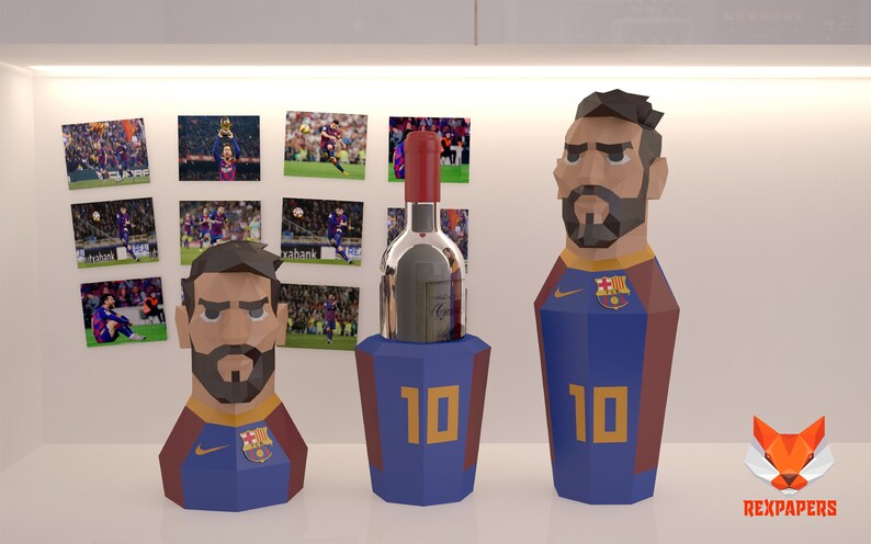Caja De Vino Messi Papercraft , PDF Template, DIY 3d Model, FanArt ...