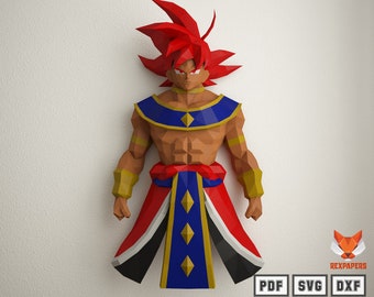 RexGoku Hakaishin Papercraft , pdf svg y dxf Template, DIY 3d Model, FanArt, Paper Sculpture , Low Poly, Pepakura, Craft , Manualidad
