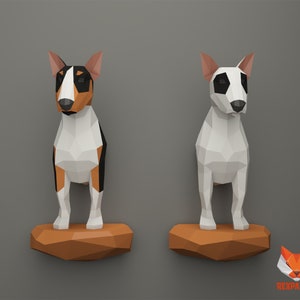 Bull Terrier 2 Papercraft , PDF Template, DIY 3d Model, FanArt , Paper Sculpture, Low Poly, Pepakura, Craft, Manualidad, Arte de Papel