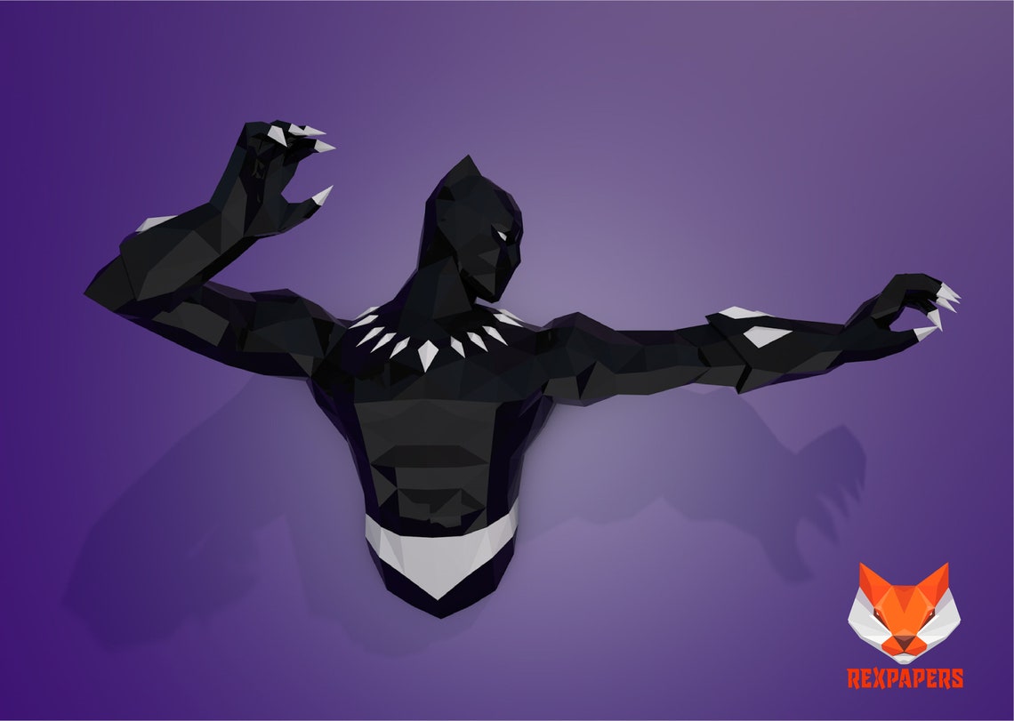 Black Panther Papercraft PDF Template DIY 3d Model FanArt - Etsy México