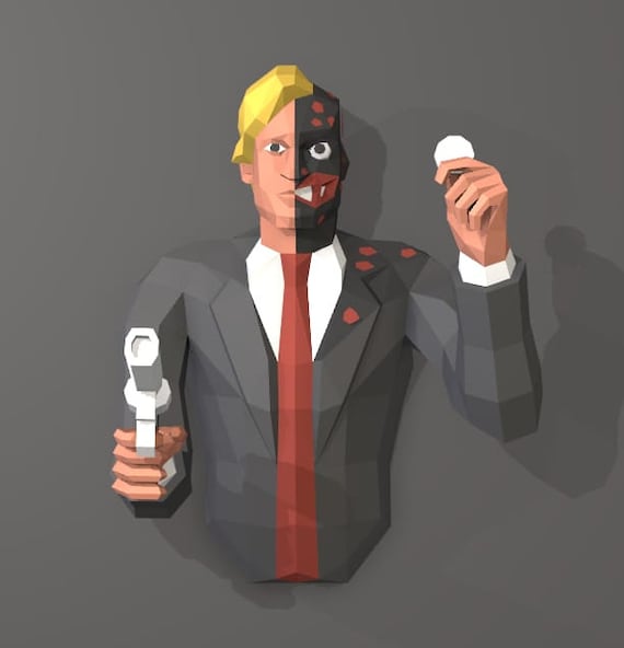 Dos Caras Papercraft PDF Template DIY 3d Model FanArt Etsy Schweiz