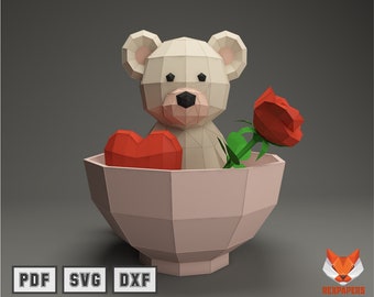 DIY Teddy Bear Papercraft PDF SVG Template for Creating 3D 