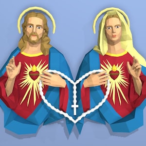 Sagrado Corazon Papercraft , PDF Template, DIY 3d Model, FanArt, Paper Sculpture, Low Poly, Pepakura,Religión,Craft,Manualidad,Arte de Papel