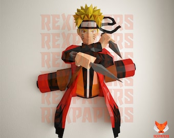 RexN4RU7O Papercraft , PDF Template, DIY 3d Model, FanArt, Paper Sculpture, Low Poly, Pepakura, Masashi Kishimoto , Anime News Network