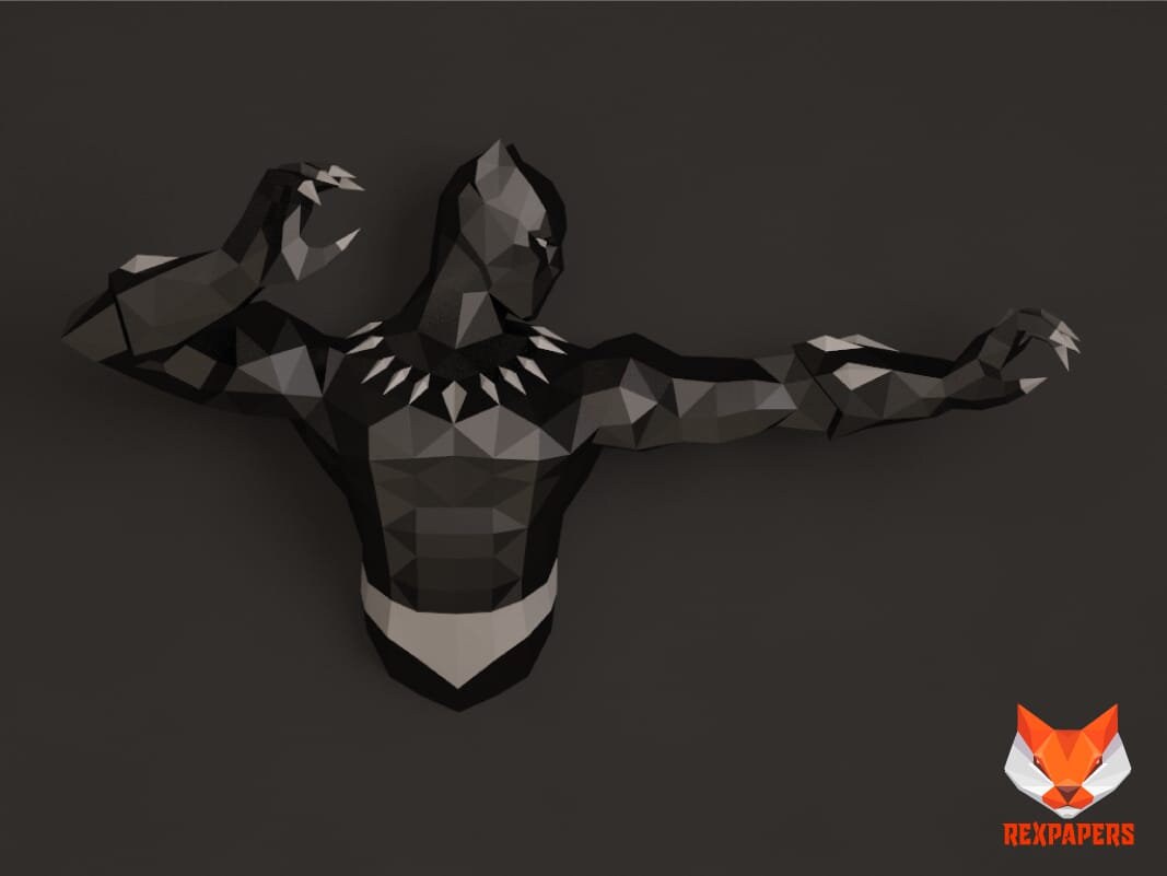 Black Panther Papercraft PDF Template DIY 3d Model FanArt - Etsy México
